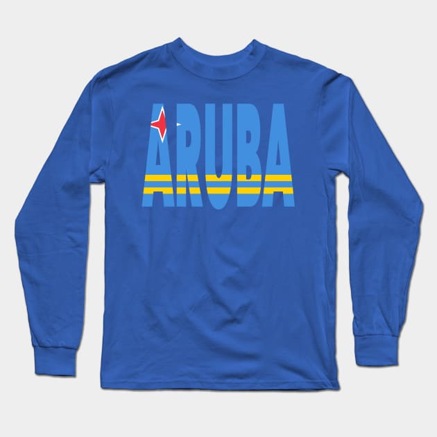 Aruba - Flag overlay on ARUBA Long Sleeve T-Shirt by JossSperdutoArt